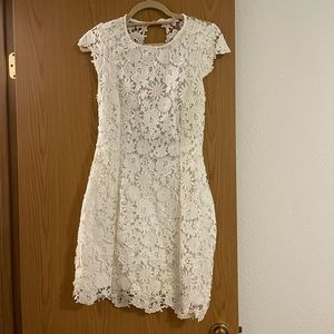 White Lace Open Back Dress